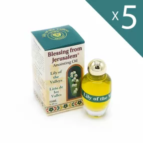 5 x Anointing Oils Lily Of The Valleys 12 ml - 0.4 oz From Holyland (5 bottles)