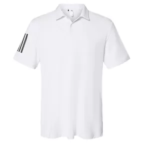 adidas Men's White/Black Floating 3-Stripes Sport Shirt