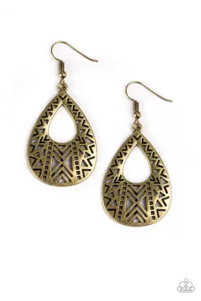 Alpha Amazon Brass Earrings - Paparazzi Accessories