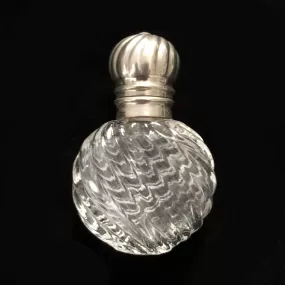 Antique Crystal and Sterling Silver bottle- Round