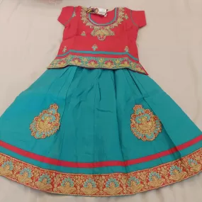 Beautiful Pink And Blue Choli With Stone Work For Children