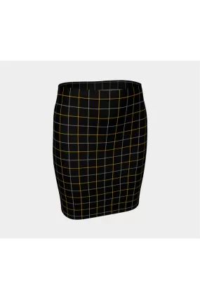 Black and Gold Tattersall Fitted Skirt