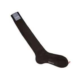 Bresciani Mens Long Sock: Dark Espresso