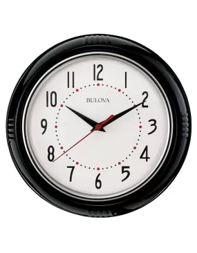 Bulova Kitchen Plus Wall Clock - Black Molded Case - Quiet Sweep - Minute Track