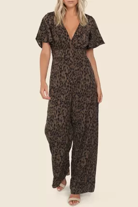 Callie SS Khaki Animal Jumpsuit