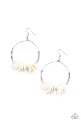 Caribbean Cocktail White Earrings - Paparazzi Accessories