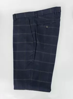 Cavani Connall Navy Tweed Check Trousers