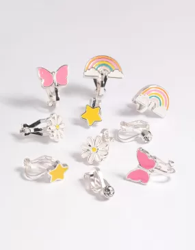 Kids 90s Motif Clip On Earring 5-Pack