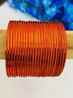 Lovely Orange Color Fancy Metal Bangle Sets