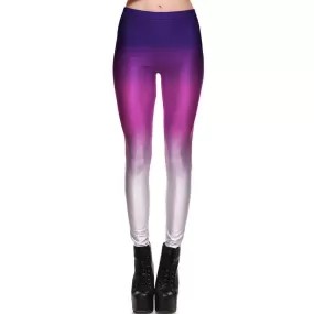 Ombré Pink and Purple Gradient Digital Print Legging Pants for Women