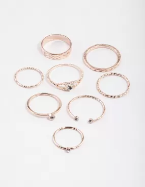 Rose Gold Dainty Heart Ring Pack