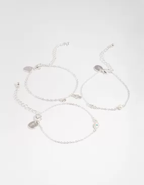 Silver Hamsa & Evil Eye Bracelet Pack