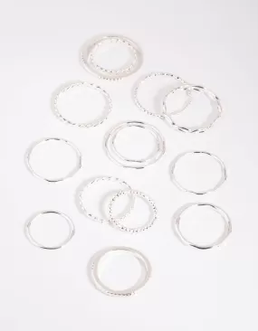 Silver Mixed Band Ring Pack